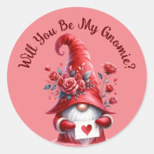 Cute Valentines Gnome con Corazones y Rosas