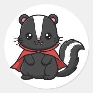 Pegatina Redonda Cute Vampire Mapache Halloween
