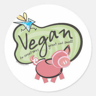 Pegatina Redonda Cute Vegan Message Swag
