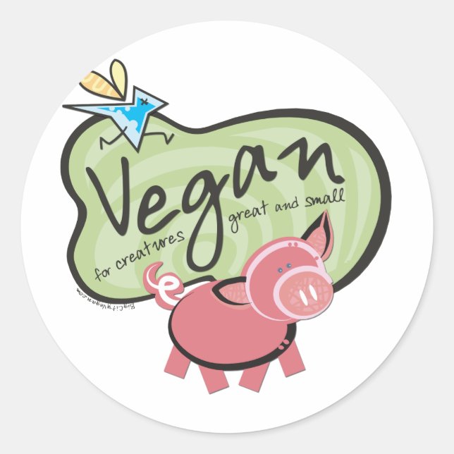 Pegatina Redonda Cute Vegan Message Swag (Anverso)