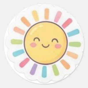 Pegatina Redonda Cute Vibe Señal de Mano Shaka Hoja de Stickers