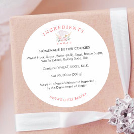 Pegatina Redonda Cute Watercolor Chef Hat Ingredient Product