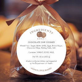 Pegatina Redonda Cute Watercolor Chocolate Cookie Ingredient 