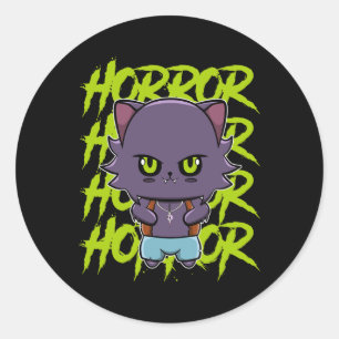 Pegatina Redonda Cute Werewolf Wolf Y Anime Horror Lycanthrop