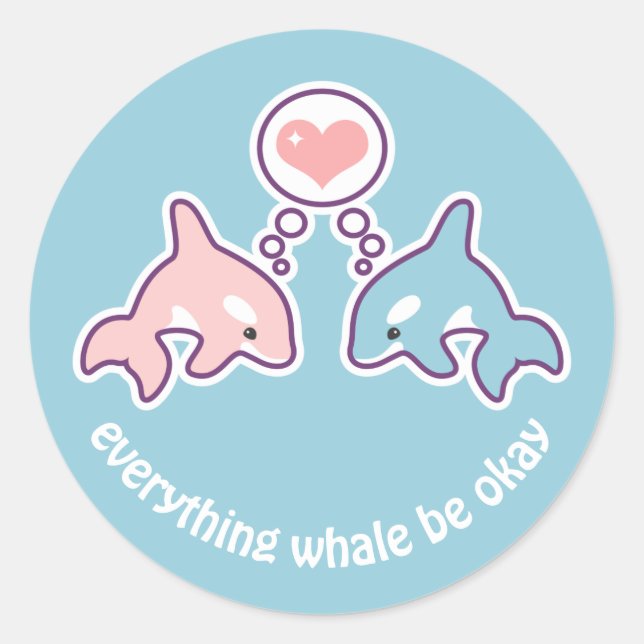 Pegatina Redonda Cute Whales (Anverso)