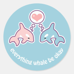 Pegatina Redonda Cute Whales