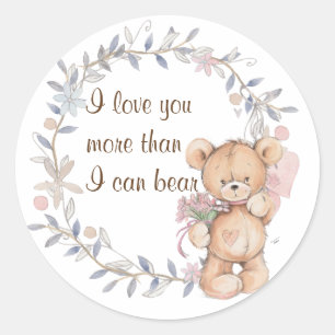 Pegatina Redonda Cute Whimsical Teddy Bear