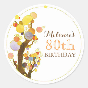 Pegatina Redonda Cute Whimsical Trees Cumpleaños