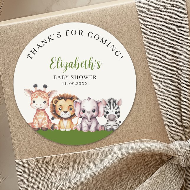 Pegatina Redonda Cute Wild Animals Baby Shower Boy (Subido por el creador)