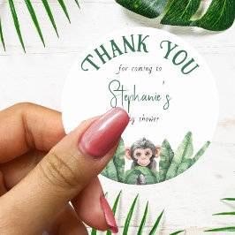 Pegatina Redonda Cute Wild One Safari Animals Baby Shower Gracias
