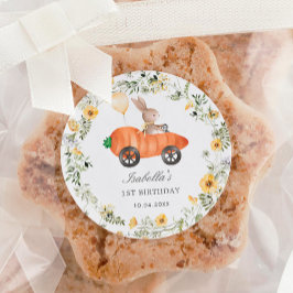 Pegatina Redonda Cute Wildflower Bunny Rabbit Easter Birday