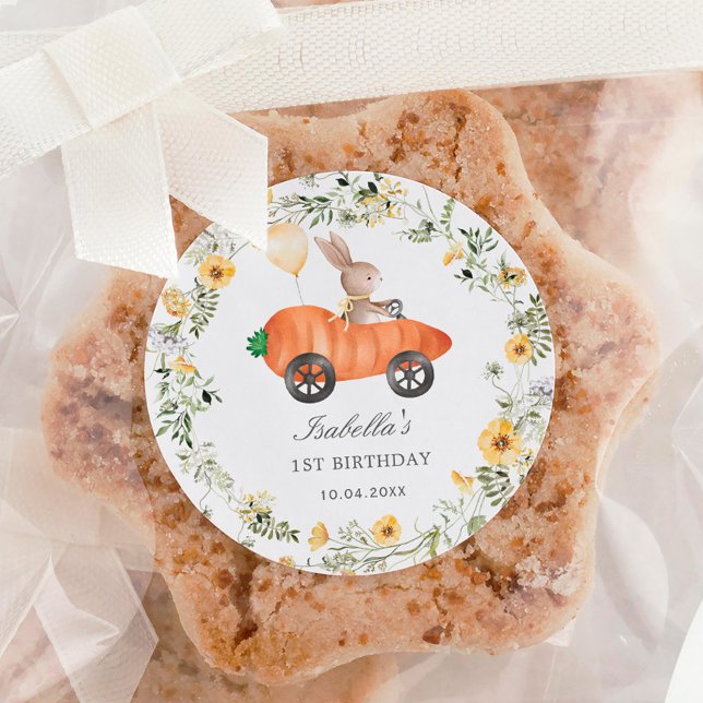 Pegatina Redonda Cute Wildflower Bunny Rabbit Easter Birday (Subido por el creador)