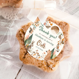 Pegatina Redonda Cute Woodland Animals 1er Fiesta de cumpleaños