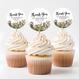 Pegatina Redonda Cute Woodland Animals Baby Shower