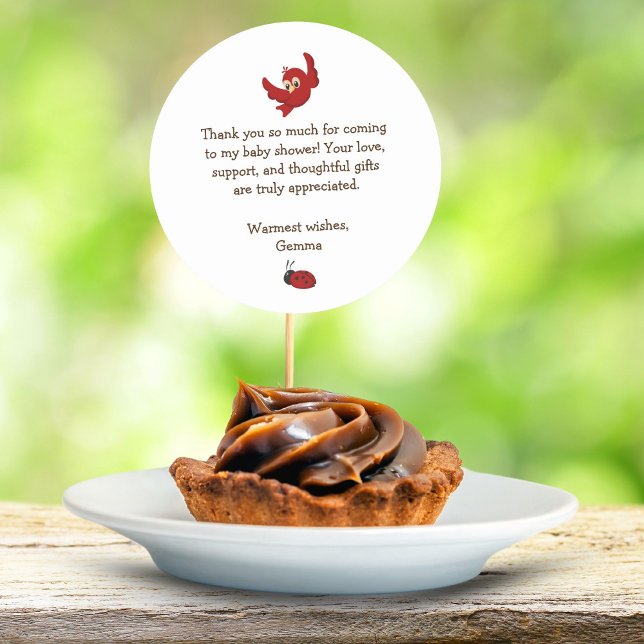 Pegatina Redonda Cute Woodland Animals Baby Shower Gracias (Woodland Baby Shower Round Thank You Sticker)