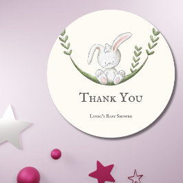 Pegatina Redonda Cute Woodland Bunny Baby Shower