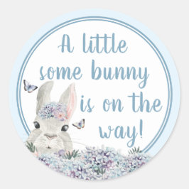 Pegatina Redonda Cute Woodland Bunny Watercolor Floral Baby Shower