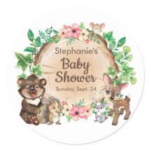 Cute Woodland Rustic Watercolor Animal Baby Shower