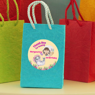 Pegatina Redonda Cute y caprichosa foto de León del Mar Floral