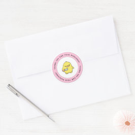 Pegatina Redonda Cute Yellow Duck Gracias Sticker Redondo