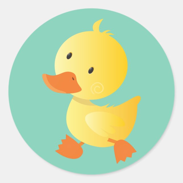 Pegatina Redonda Cute Yellow Duckie (Anverso)