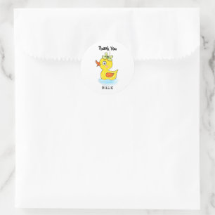 Pegatina Redonda Cute Yellow Rubber Odd Duck Nombre Personalizado G