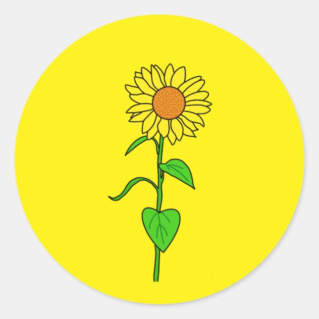 Pegatina Redonda Cute yellow sunflower for nature lover (Anverso)