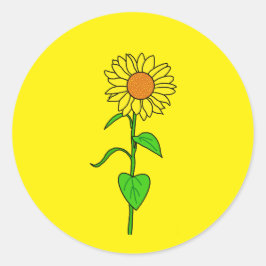 Pegatina Redonda Cute yellow sunflower for small business packing