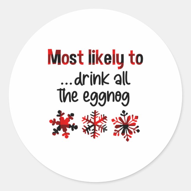 Pegatina Redonda Cutecomfy Most Likely To Drink All The Eggnog Chri (Anverso)