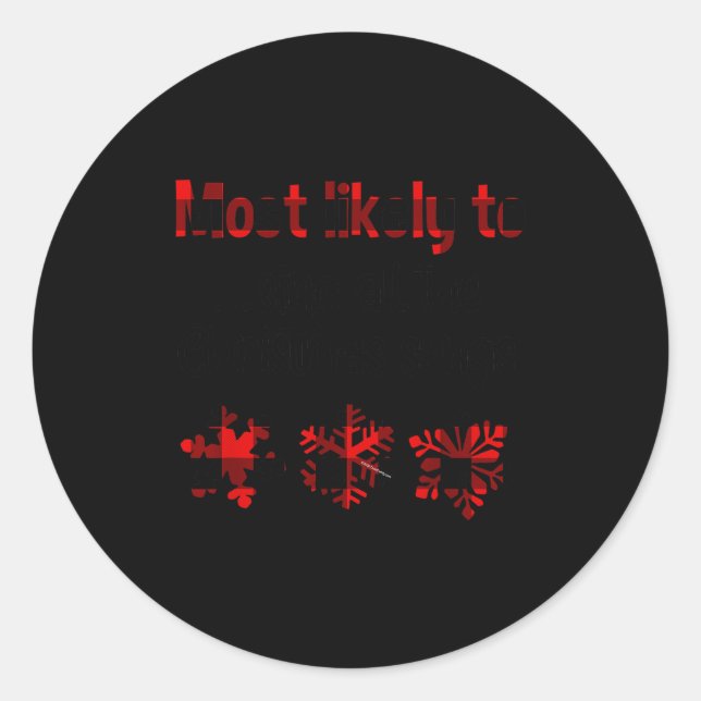 Pegatina Redonda Cutecomfy Most Likely To Sing All The Christmas So (Anverso)