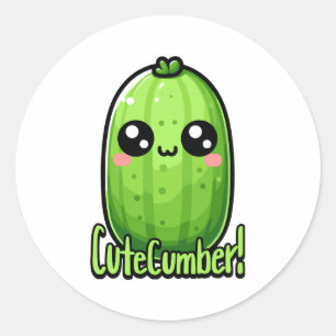Pegatina Redonda ¡Cutecumber! Cucumber Pun