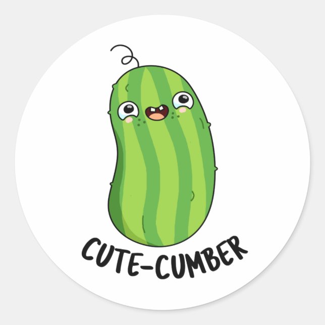 Pegatina Redonda Cutecumber Funny Cucumber Pun (Anverso)