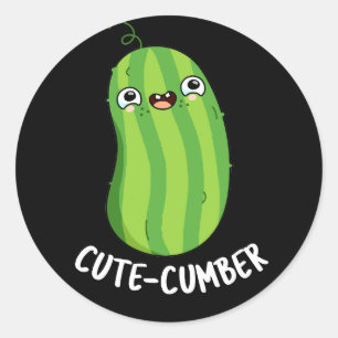 Pegatina Redonda Cutecumber Funny Cucumber Pun Dark BG