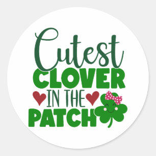 Pegatina Redonda Cutest Clover in the Patch 🍀 🌿