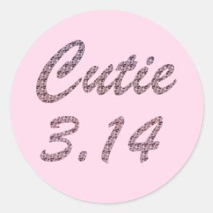 Pegatina Redonda Cutie 3.14 Pi Day Pink