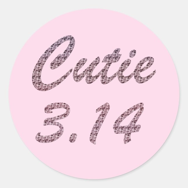 Pegatina Redonda Cutie 3.14 Pi Day Pink (Anverso)
