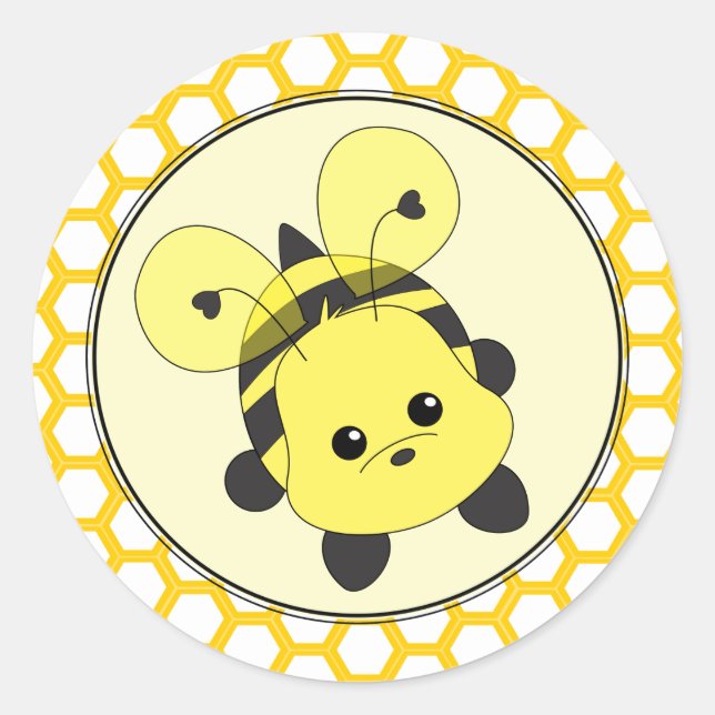 Pegatina Redonda Cutie Bee (Anverso)