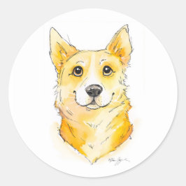 Pegatina Redonda Cutie Corgi