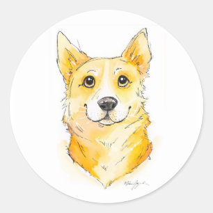 Pegatina Redonda Cutie Corgi