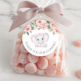 Pegatina Redonda Cutie Elephant Chica Baby Shower Gracias