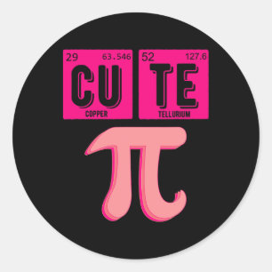 Pegatina Redonda Cutie Matemáticas Periódicas Cue Pie Pi Day