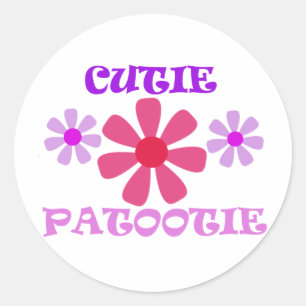 Pegatina Redonda Cutie Patootie con las flores