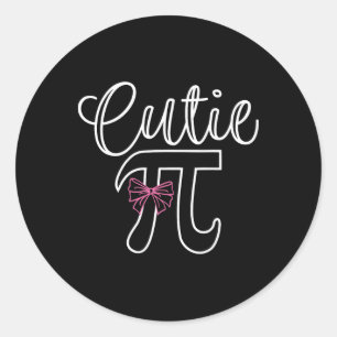Pegatina Redonda Cutie Pi Coquette Bow Mujeres Jóvenes Teac Math