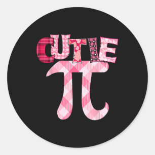 Pegatina Redonda Cutie Pi Day 3.14 Math Teacher Geek Funny Valentin
