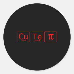 Pegatina Redonda Cutie Pie Pi Day Matemáticas Tabla periódica San V