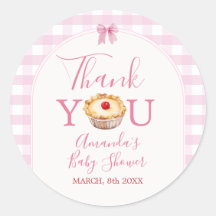 Cutie Pie Pink Gingham Baby Shower Gracias