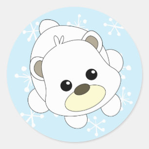 Pegatina Redonda Cutie Polar Bear