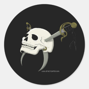 Pegatina Redonda Cutlass Skull