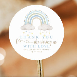 Pegatina Redonda Cuto Boho Whimsical Rainbow Baby Shower