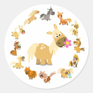 Pegatina Redonda Cuto caricatura Ponies Mandala Sticker